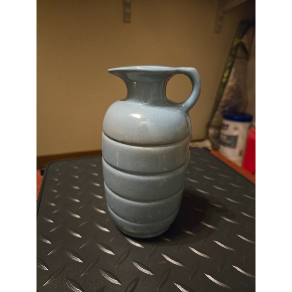Frankoma Pottery‎ 831 Beehive Ribbed Jug Vase Sky Blue Glaze Vintage Art Pottery